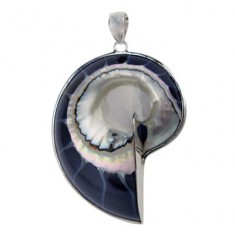 Blue Shell Pendant, Sterling Silver